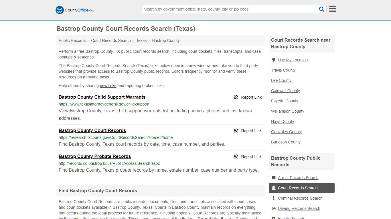 Bastrop County Court Records Search (Texas) - County Office
