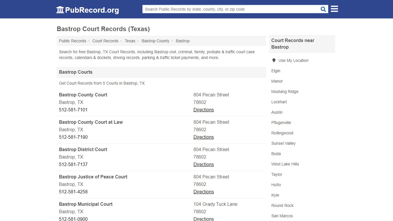 Free Bastrop Court Records (Texas Court Records) - pubrecord.org